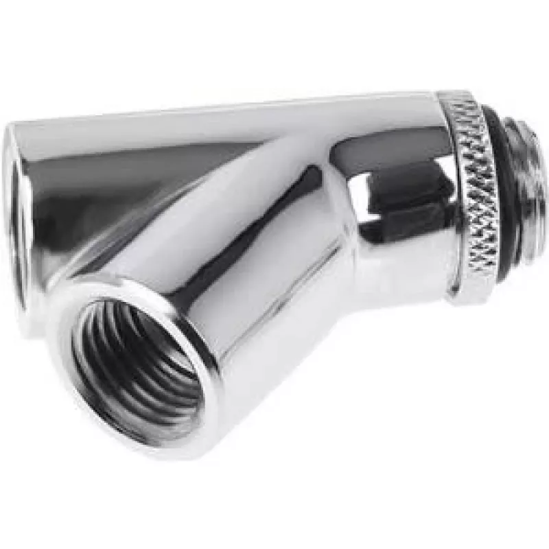 Alphacool Eiszapfen Y-Connector 45° - G1/4 Rotatable - 2x Indoor 1x External Thread - Chrome (17400)