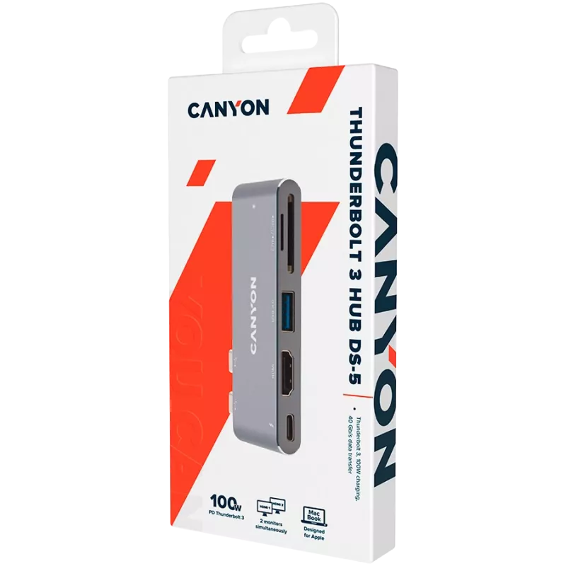 CANYON hub DS-5 5w1 Thunderbolt 3 4K Space Grey