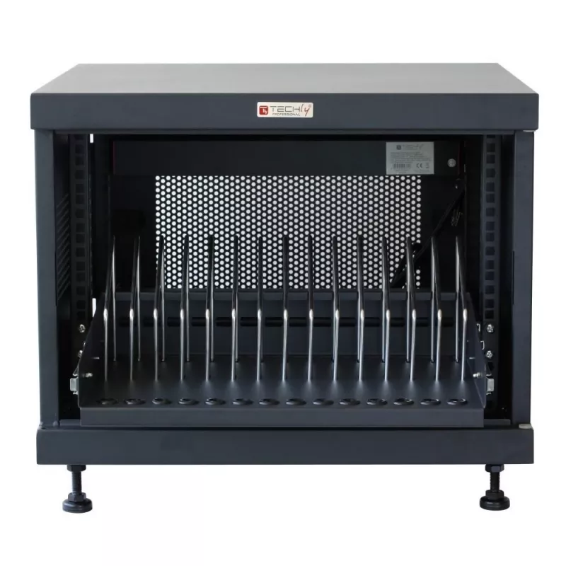 Półka rack TECHLY 367652 organizer kabli z mocowaniem samoprzylepnym 3M, stal, 550×550×410 mm, czarny
