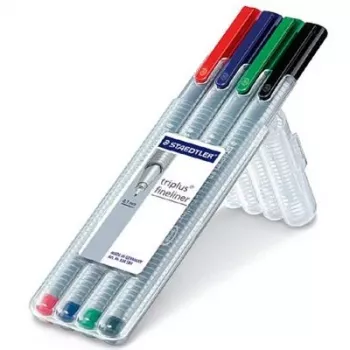 Fineliner Staedtler 334 SB4 Czarny Niebieski Zielony Czerwony