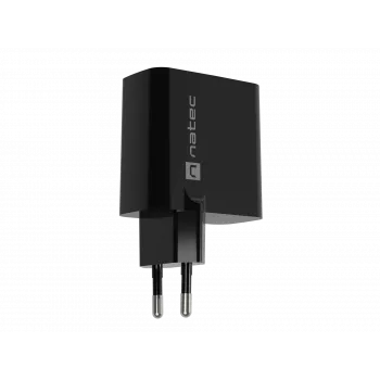 Przewodowa ładowarka do urządzeń mobilnych NATEC NUC-2145, 65 W, USB-C PD 3.0 + QC 3.0, 1x USB-C, 1x USB-A, 110–240 V, czarna