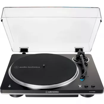 AT-LP70XBTBS, Gramofon czarny/srebrny, Wbudowany przedwzmacniacz gramofonowy, Bluetooth, w pełni automatyczny, napęd paskowy