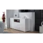 Komoda Cama Meble VIVA 150 — biały/biały połysk i dąb sonoma, 3 drzwi, 5 półek, 1500×450×800 mm