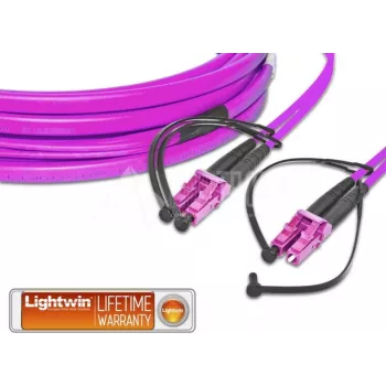 Wysokiej jakości płaski-dupleksowy kabel światłowodowy Lightwin, MM OM4, LC - LC LWL kabel krosowy (LDP-50 LC-LC 50.0 OM4 FD)