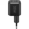 Ładowarka ścienna GOOBAY 75333 — uniwersalna wewnętrzna ładowarka AC USB-C, 2x USB-C, 35 W, czarna