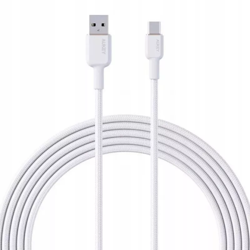 AUKEY CB-NAC1 Biały kabel nylonowy USB C - USB A