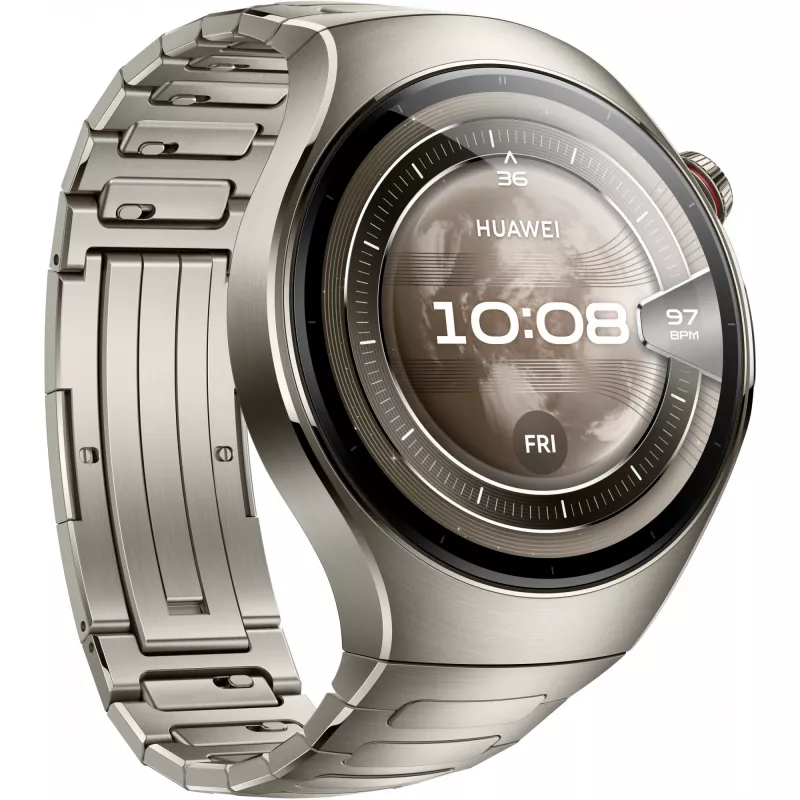 Smartwatch HUAWEI WATCH 5, 1,5 cala AMOLED, 466×466, koperta tytanowa 46 mm, Wi‑Fi, GPS, Srebrny