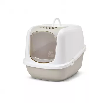 Kryta kuweta dla kota Savic Nestor Jumbo, plastik, 66,5×48,5×46,5 cm, kawowy/biały