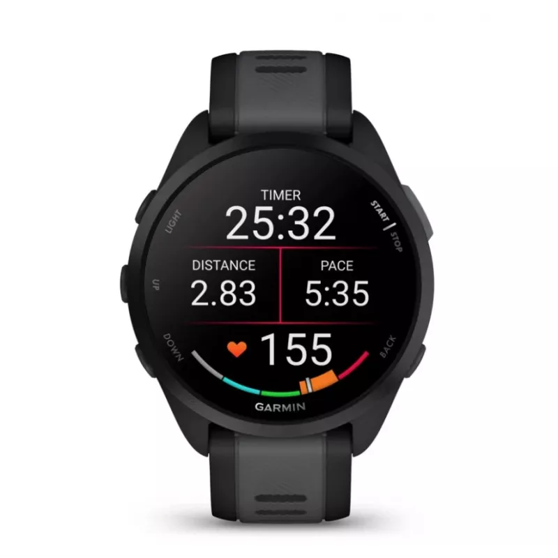 Garmin Forerunner 165 3,05 cm (1.2) AMOLED 43 mm Cyfrowy 390 x 390 pikseli Ekran dotykowy Czarny GPS (satelita)