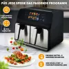 Frytkownica na gorące powietrze ProfiCook PC-FR 1287 H — podwójna 8 L, 2200 W, dotykowa LED, czarna/stal nierdzewna