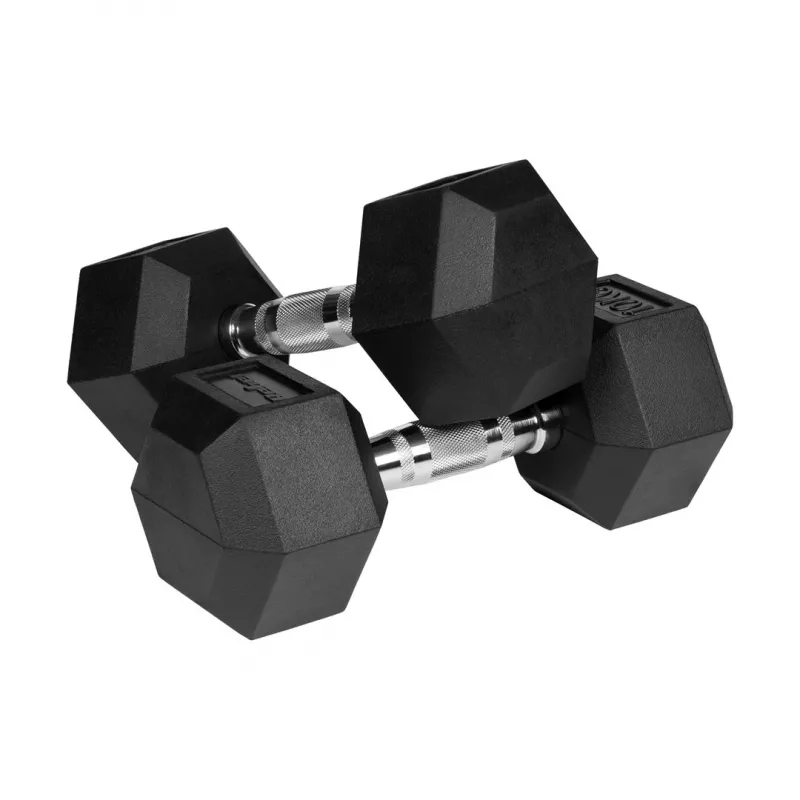 Gumowane hantle żeliwne HEX 2x10 kg REBEL ACTIVE