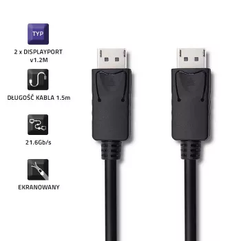 DisplayPort v1.2 męski, 4K, 1,5 m
