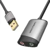 Karta dźwiękowa zewnętrzna USB Vention 0,15M Szary Metalowy Typ