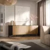Komoda cama meble MERCI 200 x 40 x 74 cm — czarna/dąb artisan, płyta wiórowa