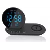 FM PLL clock radio/ALARM/USB/CR85BK CHARGE/Wireless charging/do użytku wewnętrznego/outdoor temperature/Czarny