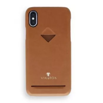 Etui z kieszenią na karty VixFox do iPhone XSMAX — karmelowy brąz, etui z tylną kieszenią na karty