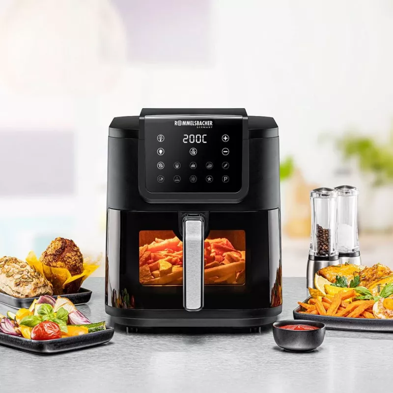 Frytkownica beztłuszczowa Rommelsbacher FRH 1700 Single 8 l wolnostojąca 1700 W z 10 programami i wyświetlaczem LED