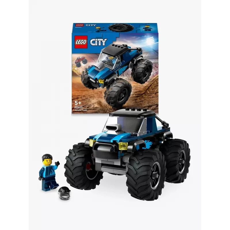 Zabawka konstrukcyjna LEGO City 60402 Niebieski Monster Truck z dużymi oponami, 148 elementów, 1 minifigurka, wiek 5+