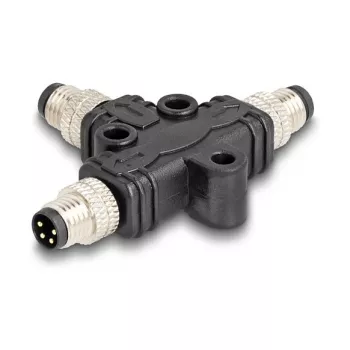 Rozgałęźnik DeLOCK M8 T-Splitter A-coded 4 pin 1 x męski na 2 x męski