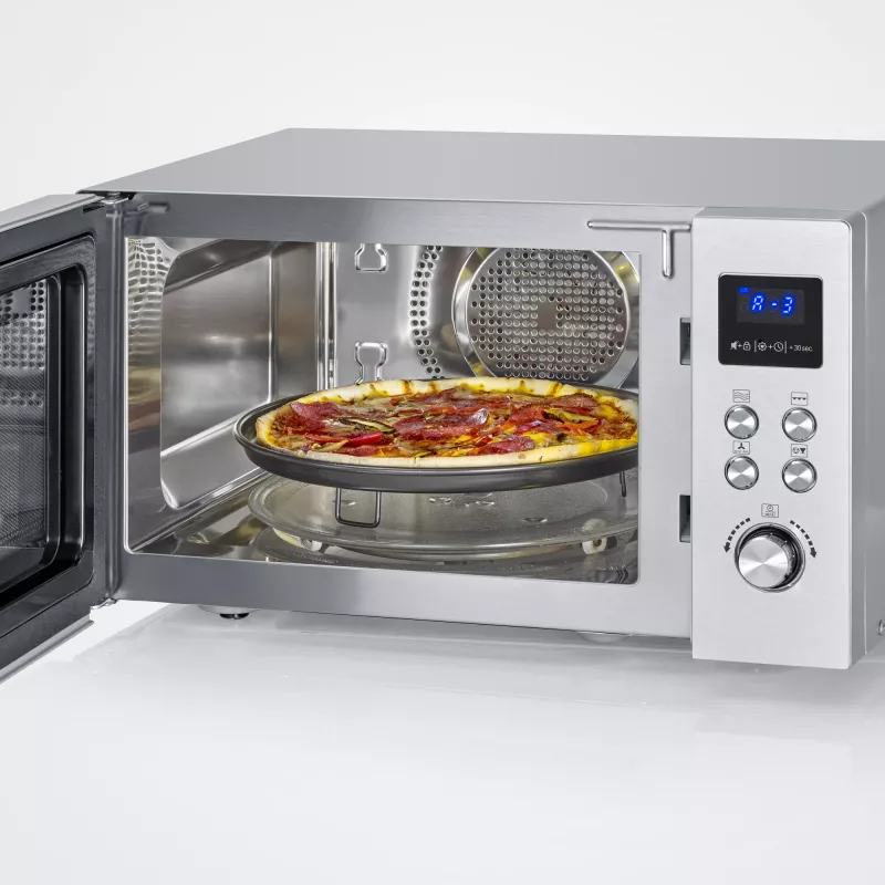 Kuchenka mikrofalowa kombinowana SEVERIN MW 7918, do zabudowy wolnostojącej, 25 l, 900 W, wyświetlacz LED, srebrna