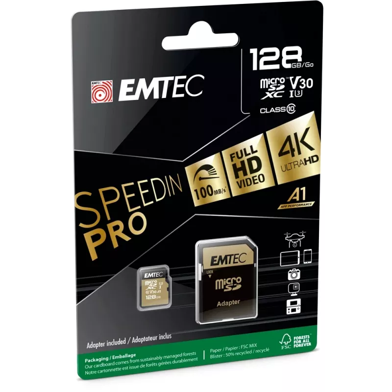 MicroSDXC Emtec SpeedIN PRO 128 GB UHS-I Class 10