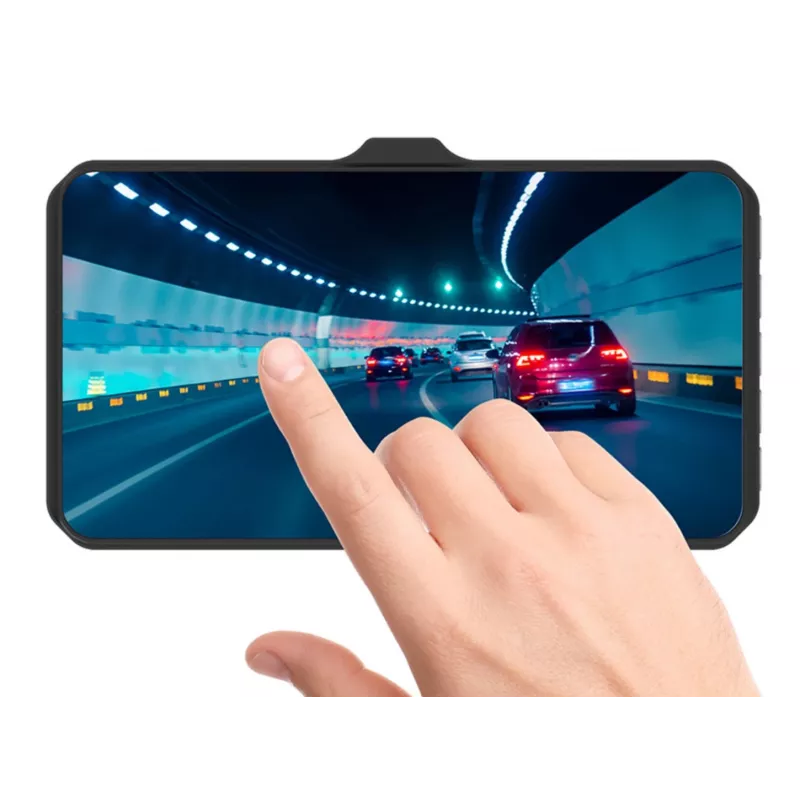 Dashcam TRACER 4TS Full HD dwukanałowa kamera samochodowa, 2 MP główna, 0,4 MP wewnętrzna, kąty 140°/60°, wyświetlacz IPS 4 cale, bateria 150 mAh, obudowa aluminiowa, asystent parkowania