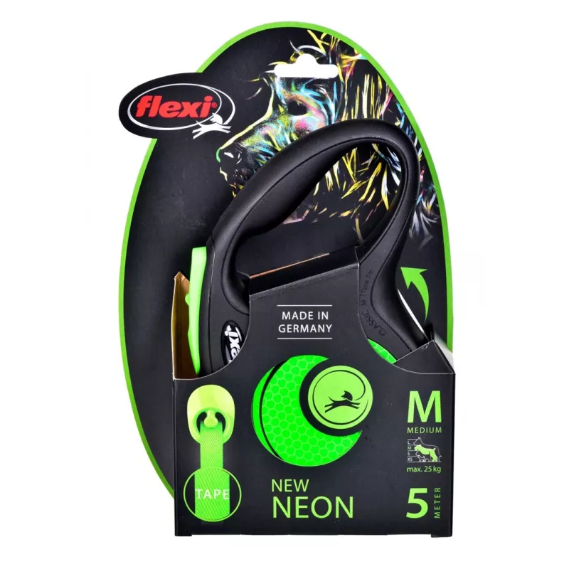 FLEXI nowy Neon M - smycz automatyczna - 5 m