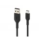 Kabel pleciony USB-C USB-A 15 cm Czarny