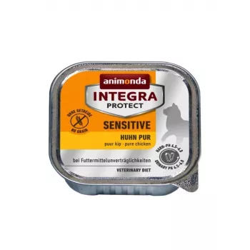 Mokra karma dla kota Animonda Integra Protect Sensitive Pure Chicken 100 g, bezzbożowa, bezglutenowa, dla dorosłych kotów, wsparcie alergii