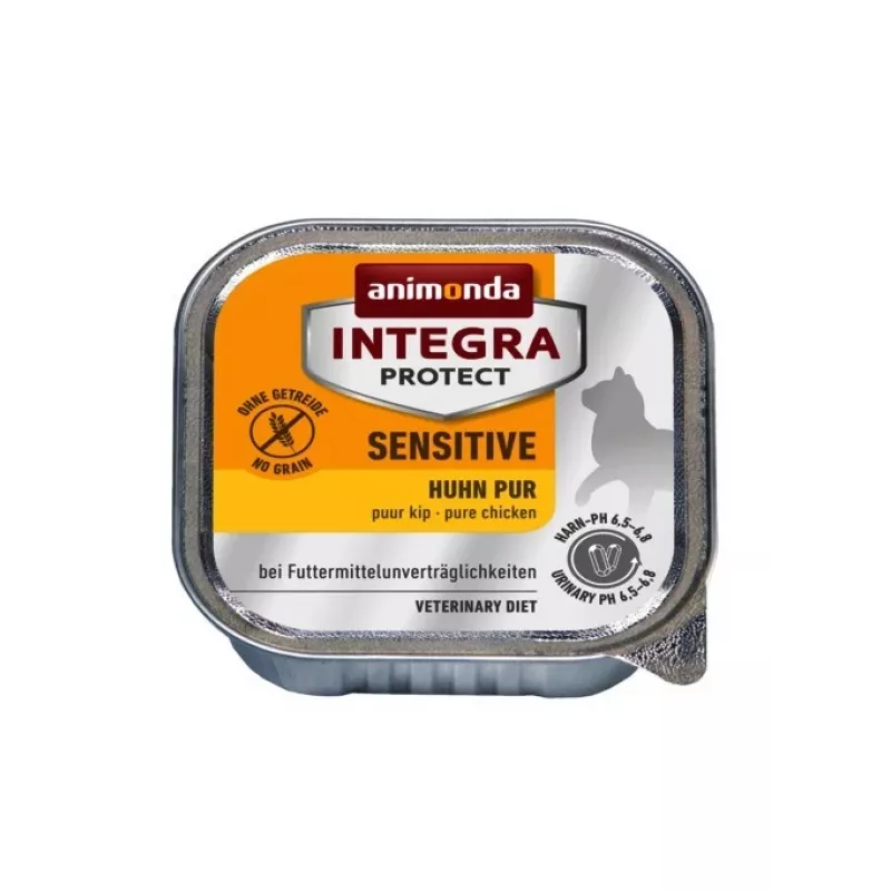 Mokra karma dla kota Animonda Integra Protect Sensitive Pure Chicken 100 g, bezzbożowa, bezglutenowa, dla dorosłych kotów, wsparcie alergii