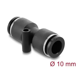 Złącze pneumatyczne DELOCK 10 mm proste z otworem montażowym, metal/tworzywo, gwint wewnętrzny, 48 mm