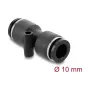 Złącze pneumatyczne DELOCK 10 mm proste z otworem montażowym, metal/tworzywo, gwint wewnętrzny, 48 mm