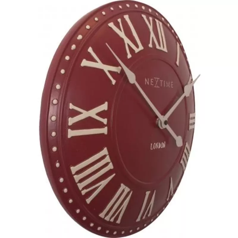 NeXtime zegar 3083ro London Roman, Ø34,5 cm, na ścianę, Czerwony/Biały