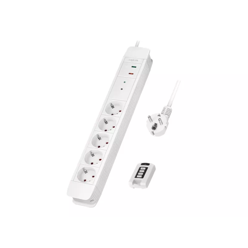LogiLink LPS402 Przedłużacz zasilający 1,5 m 5 gniazd AC Wewnętrzny Biały