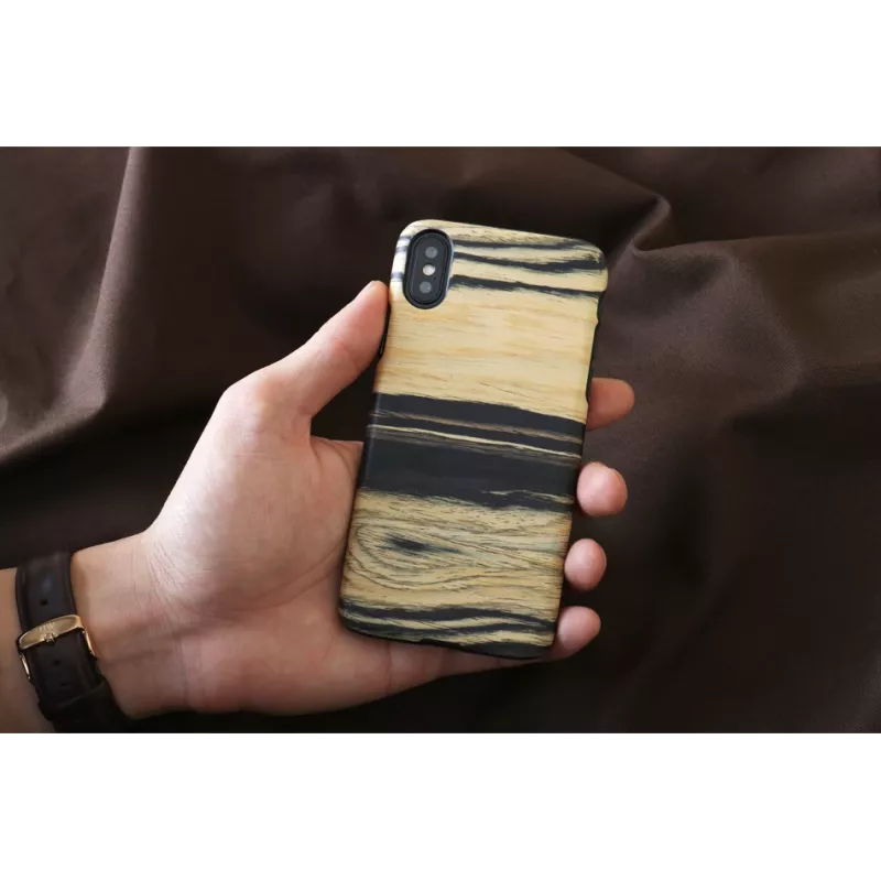 Etui na smartfona man and wood do iPhone X/XS — biały heban czarny