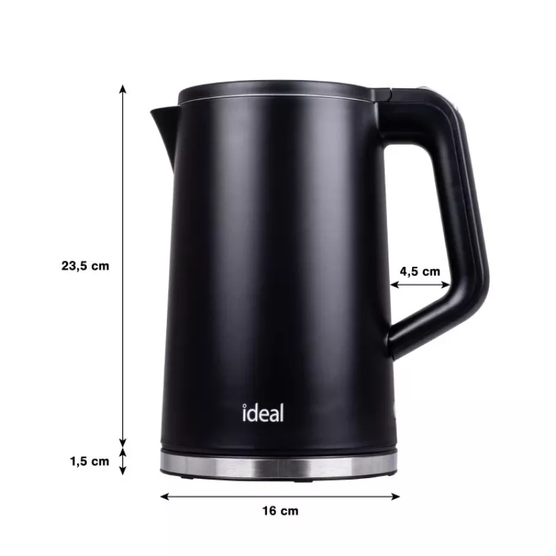 Czajnik IDEAL 1,7 l, korpus stalowy, moc 1500 W, czarny