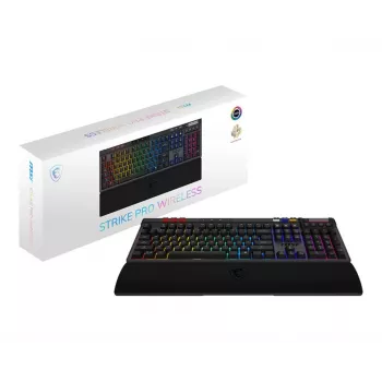 Mechaniczna klawiatura gamingowa MSI Strike Pro W Silent układ US podświetlenie RGB, przewodowa, dotykowe ciche przełączniki