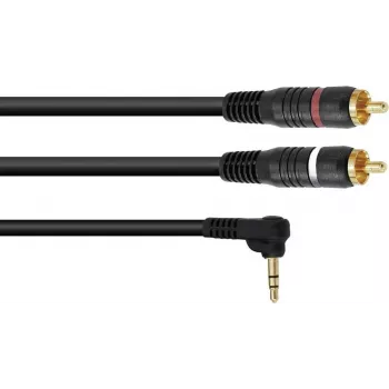 adapter kablowy Omnitronic 3.5mm wtyk kątowy jack na 2x RCA, długość 3 m, model 30225012