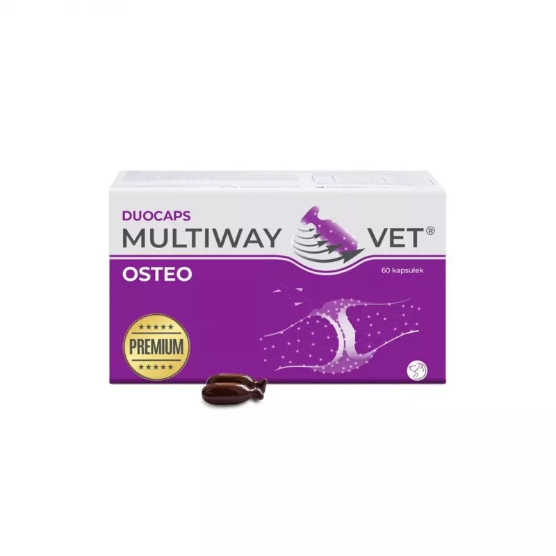 Kapsułki softgel JM Sante Multiway Vet Duocaps Osteo — wsparcie stawów dla dorosłych psów i kotów, opakowanie 150 g