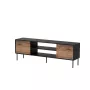 Szafka TV cama meble EF CORTINA 180×40×60 cm, blat czarny, rama orzech