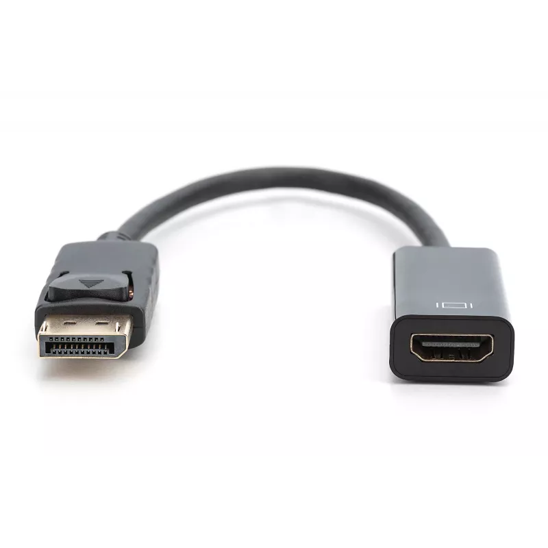 DIGITUS Adapter, DisplayPort Stecker - HDMI A Kupplung DisplayPort Standard 1.1a, UL20276 zertifiziert, AWG28 (DB-340400-001-S)