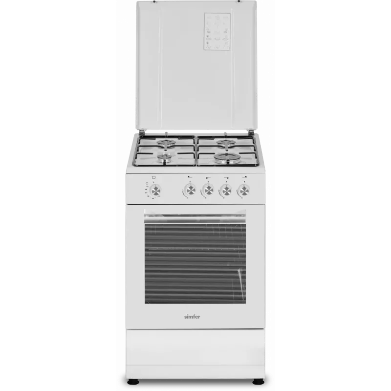 Simfer Cooker 4401SGRBB Typ płyty Gazowa Typ piekarnika Gazowy Biały Szerokość 50 cm 49 L Głębokość 55 cm