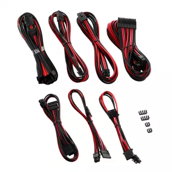 Zestaw kabli zasilających CableMod C-Series PRO RM Czarny Label CM‑PCSR‑16P3KIT‑NKKR‑R — oplecione kable PSU w kolorach czarnym i czerwonym