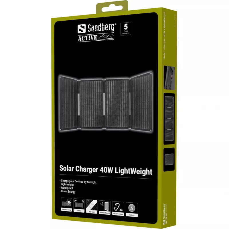 Ładowarka solarna SANDBERG 421-20 40W lekka – przenośny panel słoneczny, moc 40 W