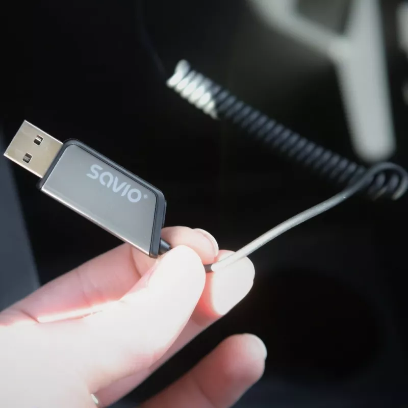 Adapter AUX Savio TR-16 z funkcją głośnomówiącą, Bluetooth 5.3, Google Assistant/Siri