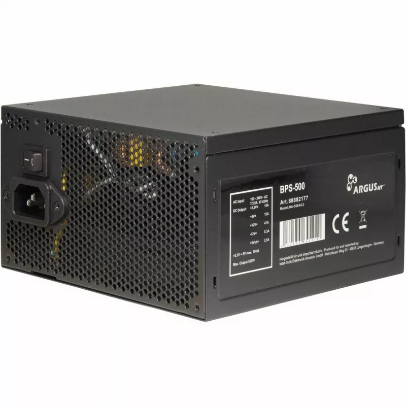 Zasilacz Inter-Tech ArgusNT BPS-500 500 W 20+4 pin ATX ATX Czarny