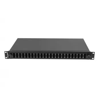 Panel krosowy 1U Lanberg FOP1-24SD-LQB stalowy, czarny, do montażu w szafie rack