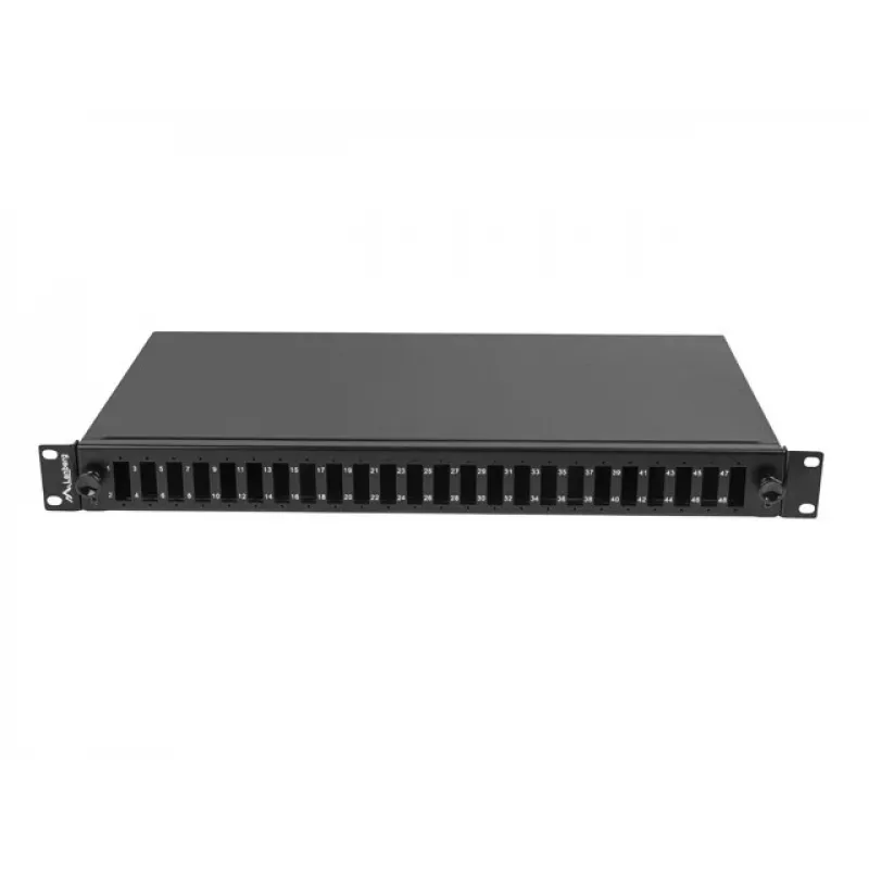Panel krosowy 1U Lanberg FOP1-24SD-LQB stalowy, czarny, do montażu w szafie rack