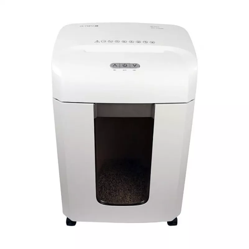 Niszczarka do papieru Olympia MC 615.2 — Mikrocięcie P-5, podawanie 22 cm, pojemność 15 arkuszy, 65 dB, biała