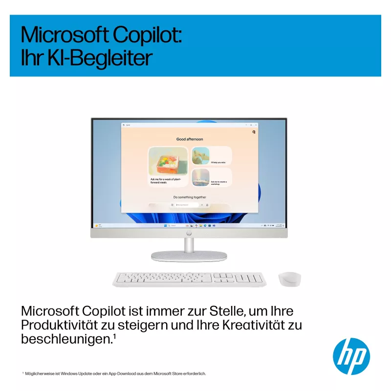 HP AI 27-cr2275ng - All-in-One (Complete Solution) - Core Ultra 7 255U - RAM 16 GB - SSD 512 GB - NVMe - Intel Graphics - 1GbE, Bluetooth 5.3, Wi-Fi 6 - WLAN: 802.11a/b/g/n/ac/ax,
